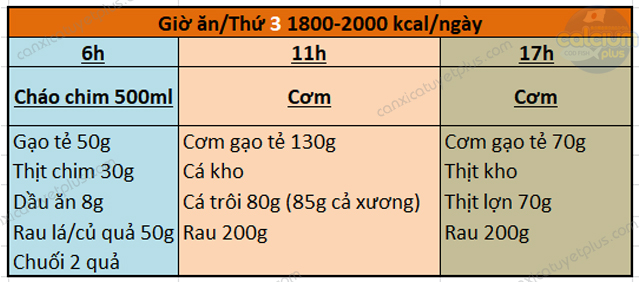 Thực đơn chế độ ăn kiêng iod 1800-2000kcal/ngày
